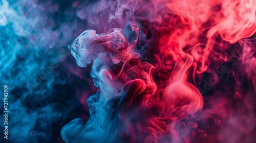 Vibrant Dance of Colors: Abstract Smoke Plumes in Blue and Red Hues
