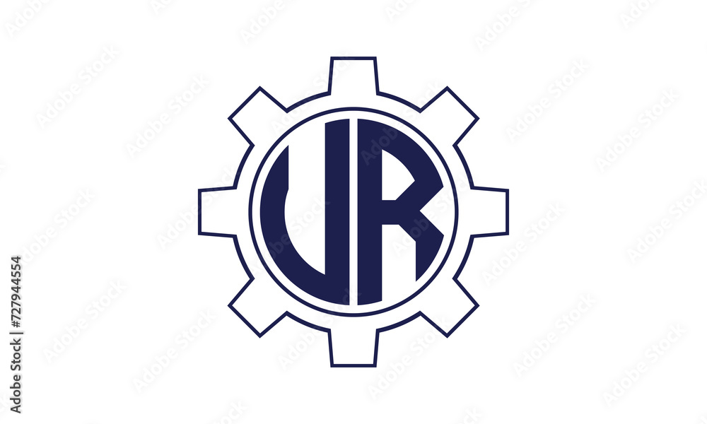 UR initial letter mechanical circle logo design vector template. industrial, engineering, servicing, word mark, letter mark, monogram, construction, business, company, corporate, commercial, geometric