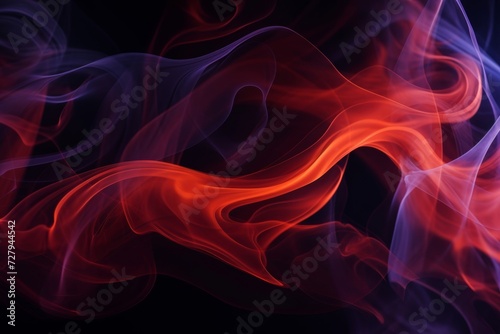 Ethereal Red and Blue Smoke Swirls on Dark Background