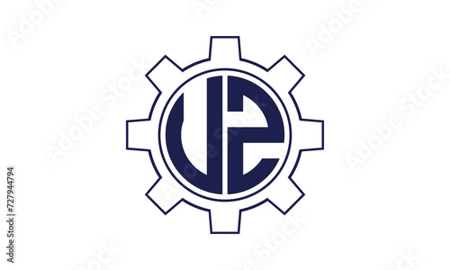 UZ initial letter mechanical circle logo design vector template. industrial, engineering, servicing, word mark, letter mark, monogram, construction, business, company, corporate, commercial, geometric