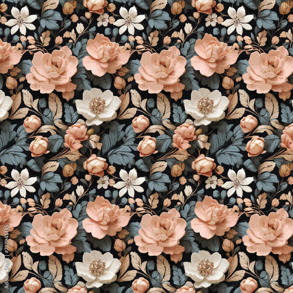 seamless pattern with flowers.fabric pattern design generated with ai seamless pattern with flowers.fabric pattern design generated with ai