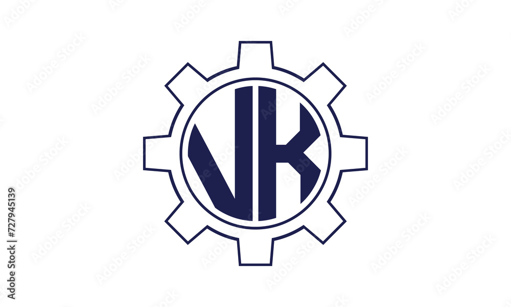 VK initial letter mechanical circle logo design vector template. industrial, engineering, servicing, word mark, letter mark, monogram, construction, business, company, corporate, commercial, geometric