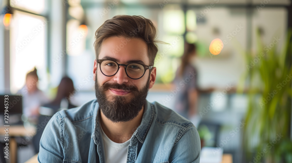 Positive man with a thick beard Positive man with a thick beard