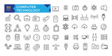 Set of computer data processing icons. technology icons.