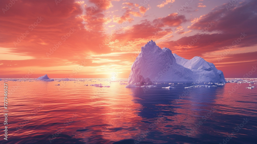 Visualization of global warming effects, with a polar ice cap melting ...