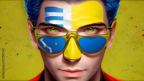 Face, face painting, portraitist, of a person with a painted face, portrait of a person with a flag, designs, concept, banners, illusion, HD background HD wallpaper