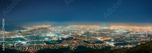 View on Monterrey at night from Cerro de la Silla. Panorama Photo