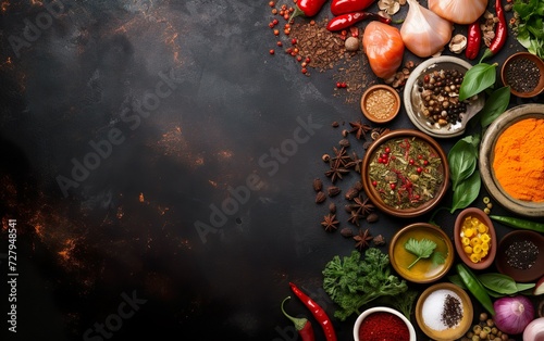 Asian food background with various ingredients