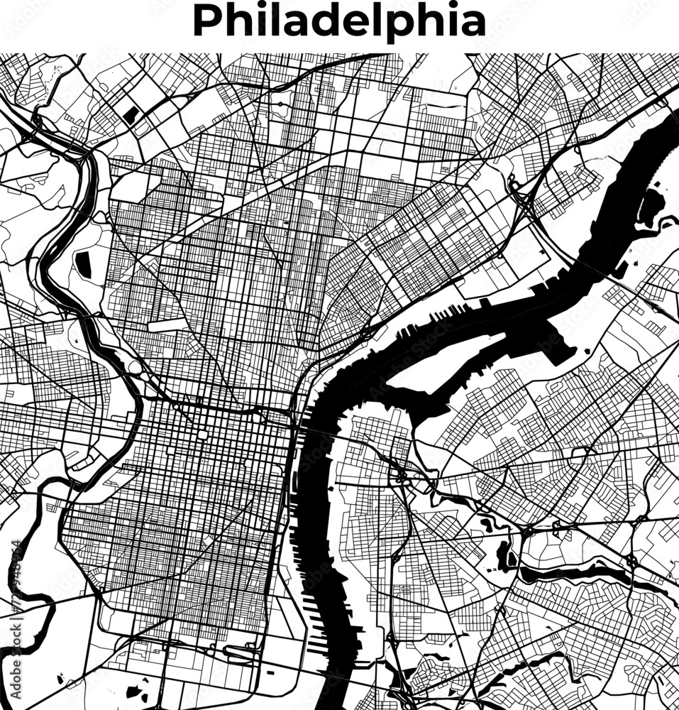 Obraz premium Philadelphia City Map, Cartography Map, Street Layout Map 