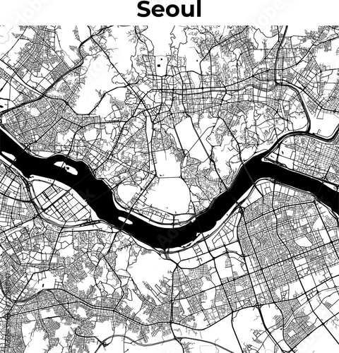 Seoul City Map, Cartography Map, Street Layout Map 