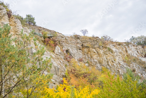Beautiful view of mountains and rocks on an autumn day near a Konepruske Caves, photo
