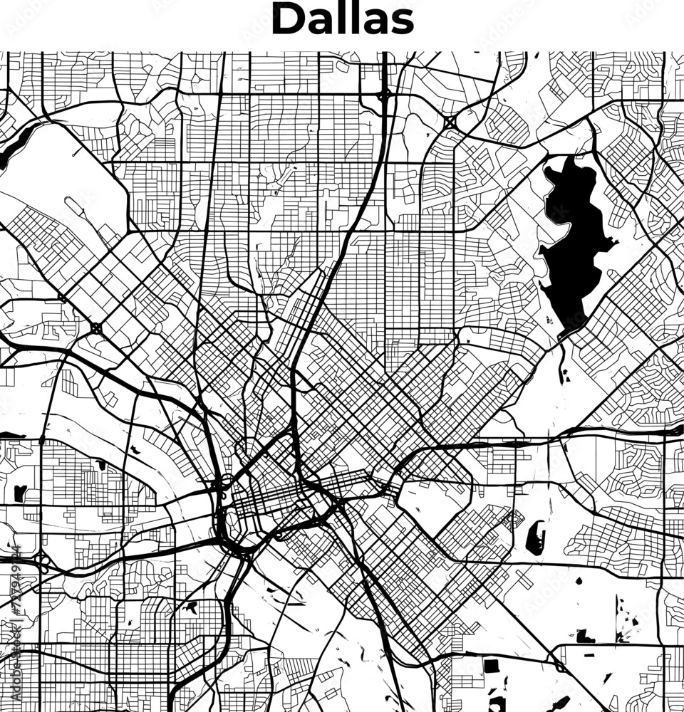 Dallas City Map, Cartography Map, Street Layout Map  