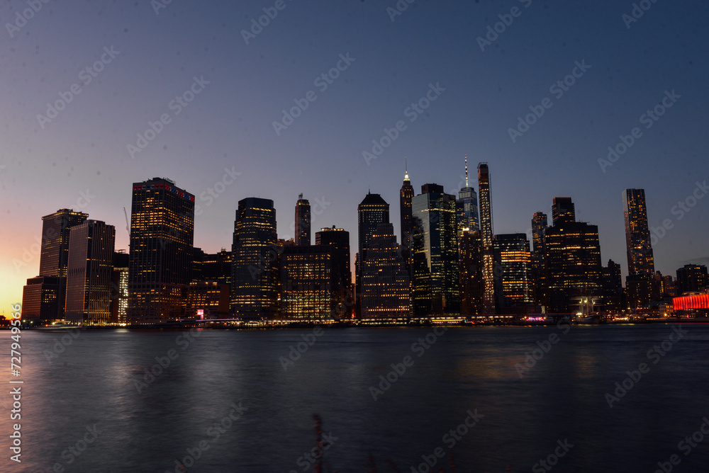 The New York skyline was taken from Brooklyn Bridge Park before sunset on February 3rd, 2024. 
