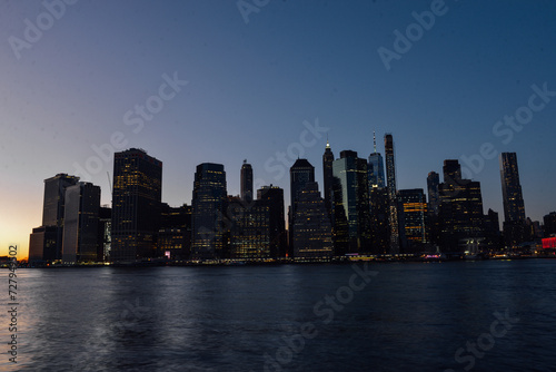The New York skyline was taken from Brooklyn Bridge Park before sunset on February 3rd, 2024.  © Austin