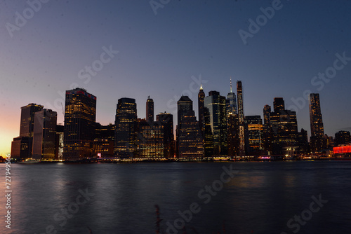The New York skyline was taken from Brooklyn Bridge Park before sunset on February 3rd  2024. 