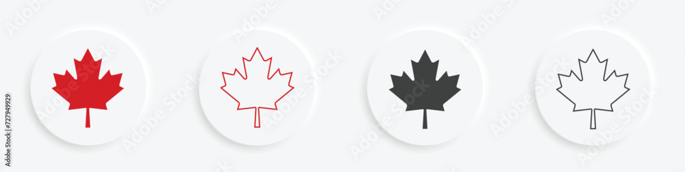 Canada maple leaf icon set, Canada flat vector icon from Canada ...