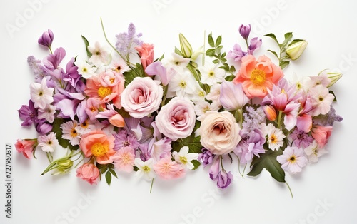 Creative layout made with beautiful flowers on white background © Stormstudio