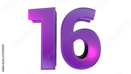 Purple 3d number 16