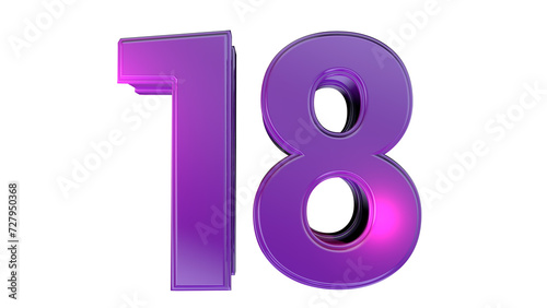 Purple 3d number 18