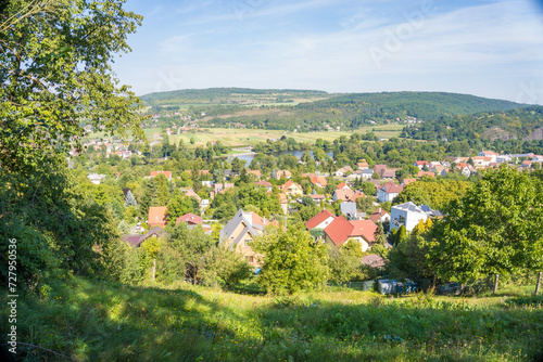 Aerial view of village in countryside. Zadni Treban in west Bohemia, Czech photo