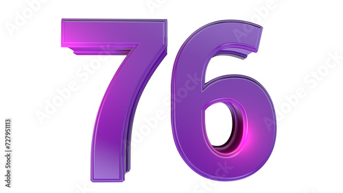 Purple 3d number 76