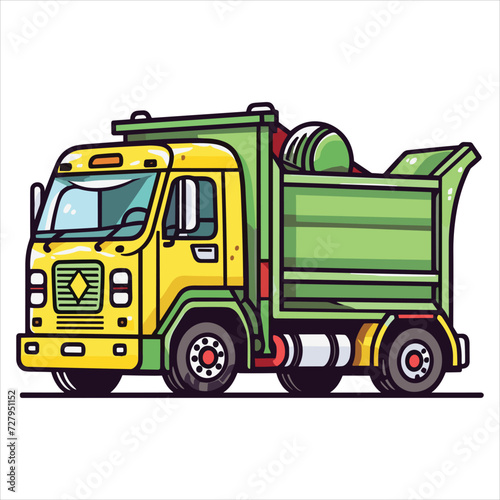 flat labor trucks vector illustration © RABBI