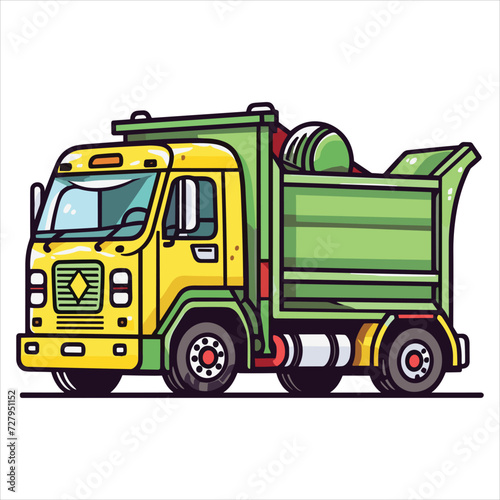 flat labor trucks vector illustration