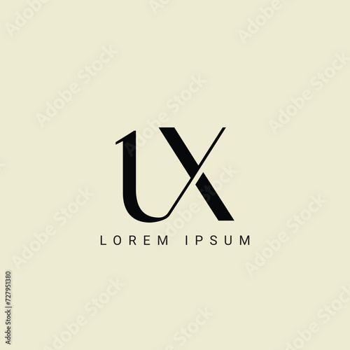 UX letter logo design. UX polygon, circle, triangle, hexagon, flat and simple style with white color variation letter logo set in one artboard. UX minimalist and classic logo. UX