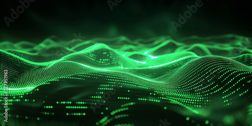 Abstract background, wave of neon green light, minimalism AI generated 