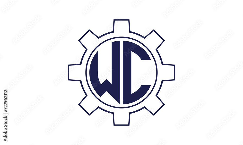 WC initial letter mechanical circle logo design vector template. industrial, engineering, servicing, word mark, letter mark, monogram, construction, business, company, corporate, commercial, geometric
