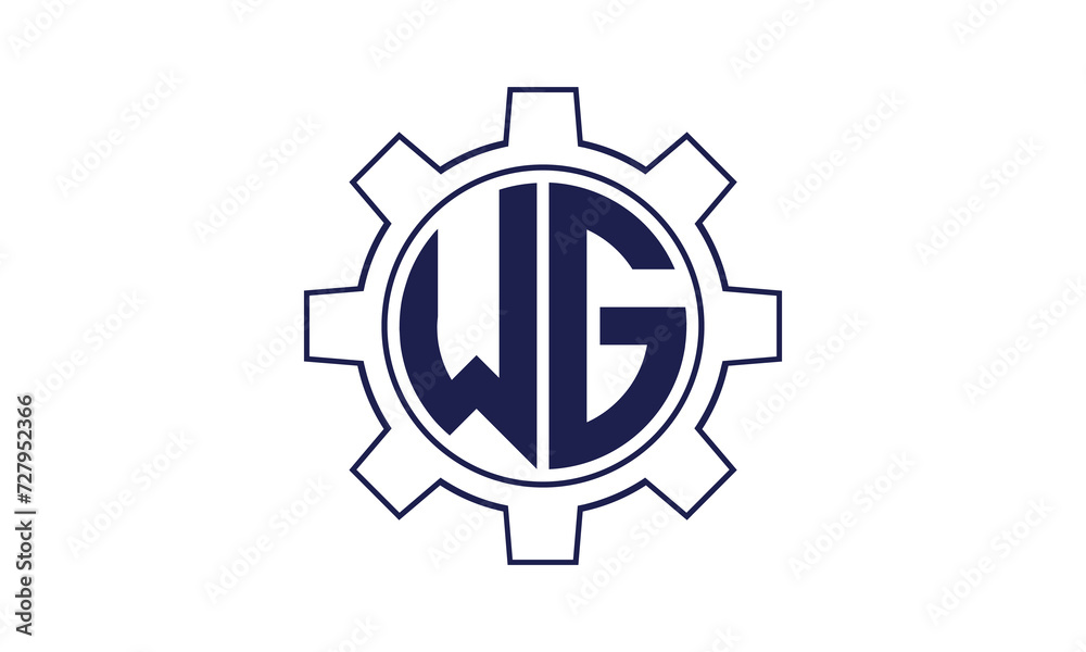 Fototapeta premium WG initial letter mechanical circle logo design vector template. industrial, engineering, servicing, word mark, letter mark, monogram, construction, business, company, corporate, commercial, geometric
