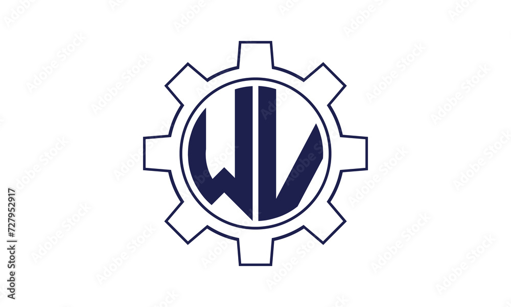 WV initial letter mechanical circle logo design vector template. industrial, engineering, servicing, word mark, letter mark, monogram, construction, business, company, corporate, commercial, geometric
