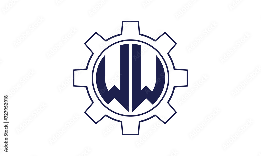 Obraz premium WW initial letter mechanical circle logo design vector template. industrial, engineering, servicing, word mark, letter mark, monogram, construction, business, company, corporate, commercial, geometric