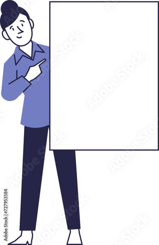 Businesswoman points to a poster.Demonstration of information.