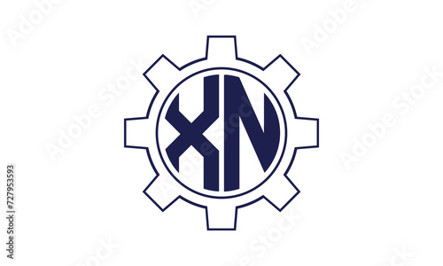 XN initial letter mechanical circle logo design vector template. industrial, engineering, servicing, word mark, letter mark, monogram, construction, business, company, corporate, commercial, geometric