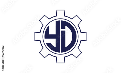 YD initial letter mechanical circle logo design vector template. industrial, engineering, servicing, word mark, letter mark, monogram, construction, business, company, corporate, commercial, geometric