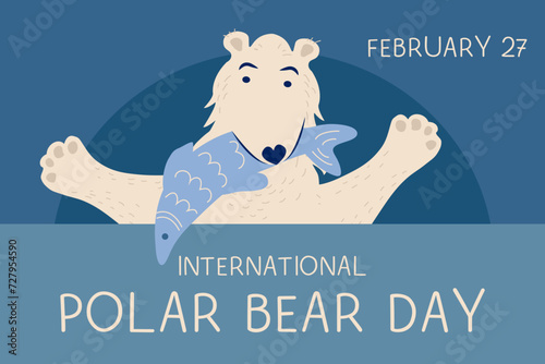 International Polar Bear Day vector. Polar Bear Day Poster or banner February 27