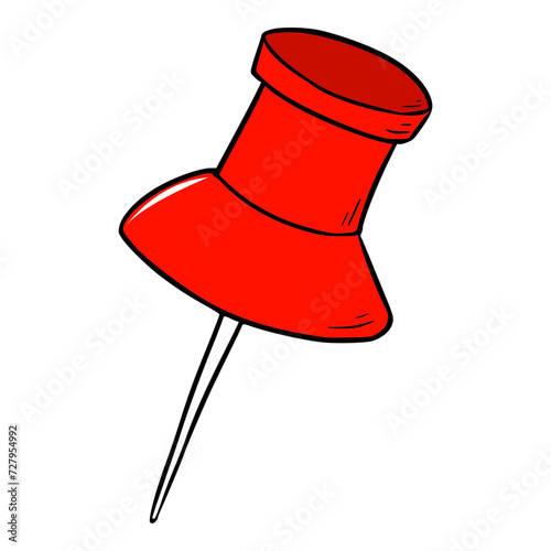 red push pin illustration isolated vector