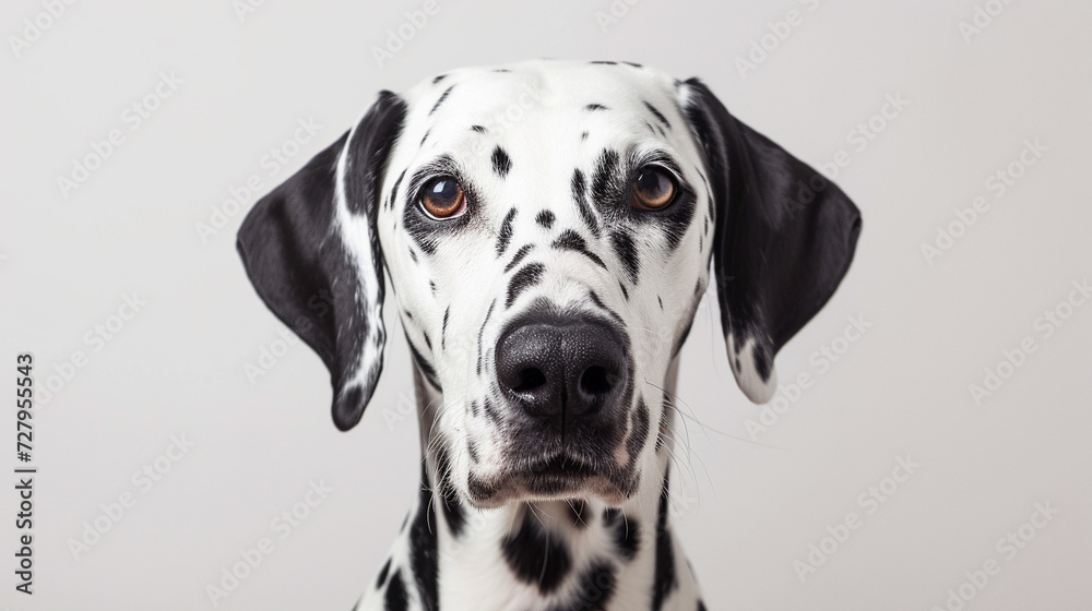 Dalmatian on white background. Cute dogs concept