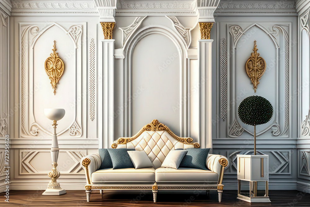 Elegant Classic Living Room with Ornate Wall Paneling
