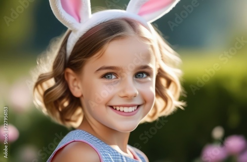 portrait of a little girl with bunny ears