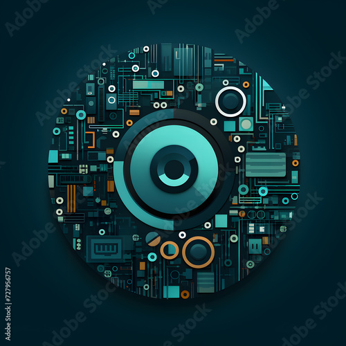 digital concept data minimal colors solid colors green and blue, theme of technology and innovation