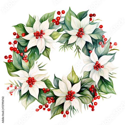 christmas background with holly and berries