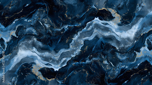 Dark Blue Marble Texture Background, White Veins Marble Texture