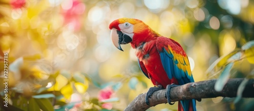 Beautiful Colorful Parrot in a Stunning Park - A Beautiful, Colorful Parrot Perched in the Vibrant Park
