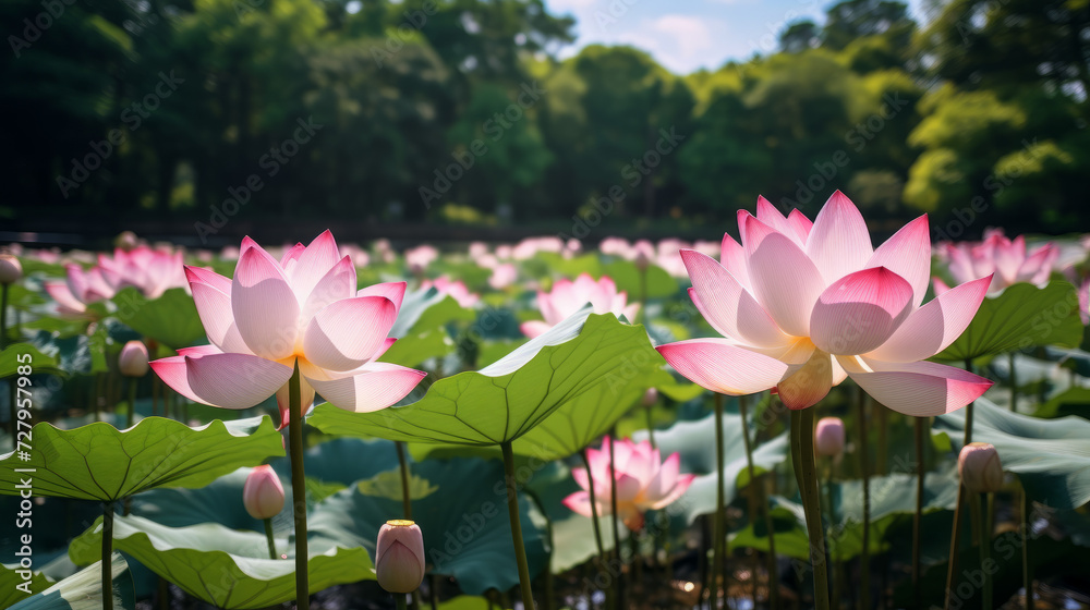 A Field Full of Pink Flowers and Green Leaves