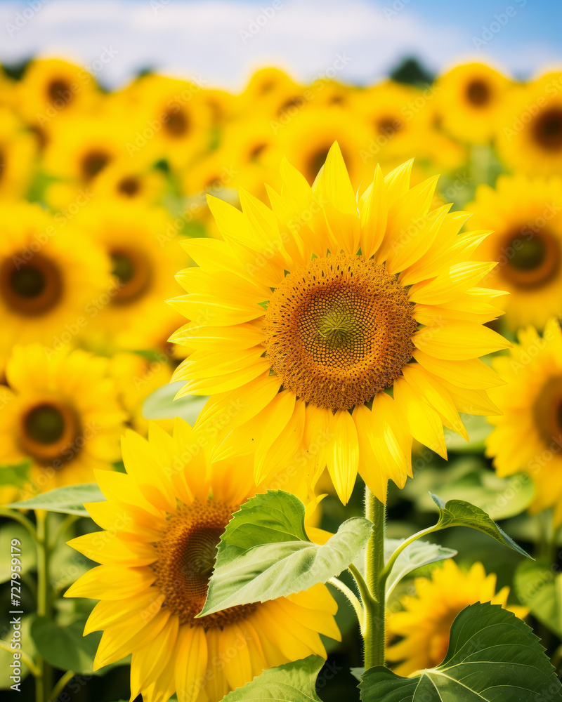 Field of Sunflowers With Blue Sky Field of Sunflowers With Blue Sky