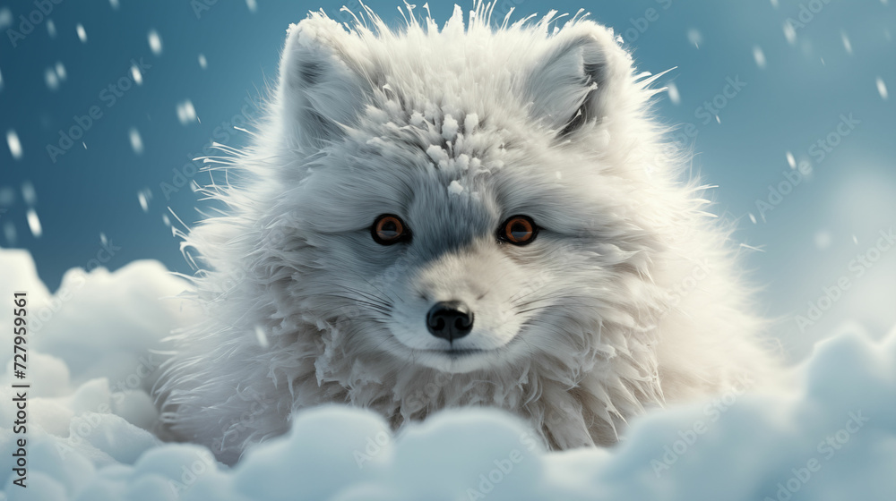 White Wolf in Snow. Generative AI