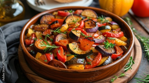 Ratatouille: A colorful medley of stewed vegetables.
