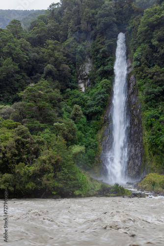 Thunder Creek Falls in Mount Aspiring National Park  Westland District  South Island  New Zealand